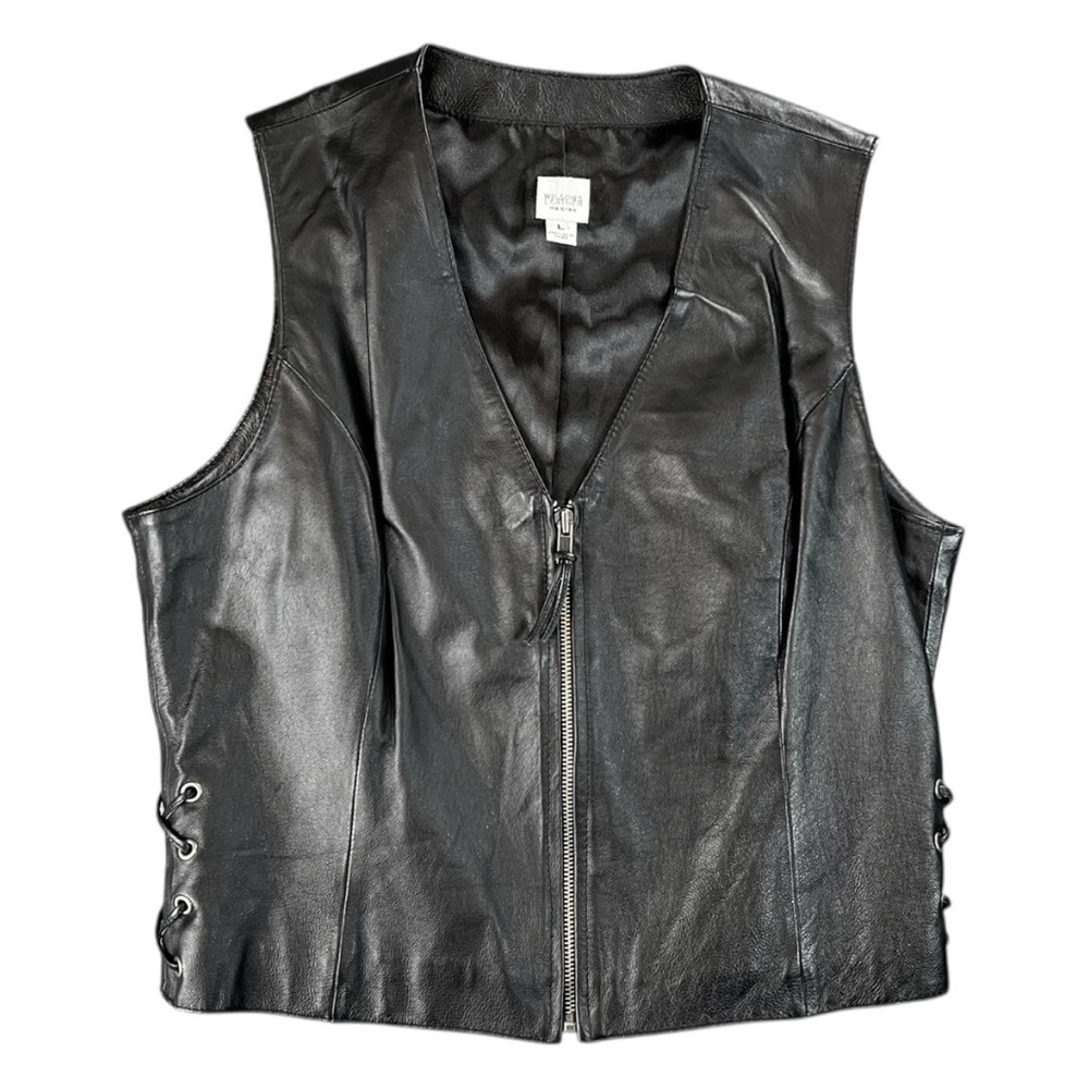 Vintage Wilson Leather Maxima Women’s Lace Up Vest In Black Size Large
